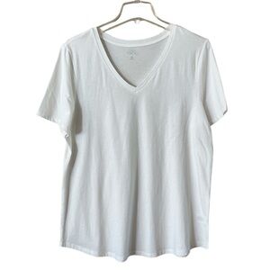 NWT Daily Thread white short sleeve T-shirt rounded hem size large V-neck thin
